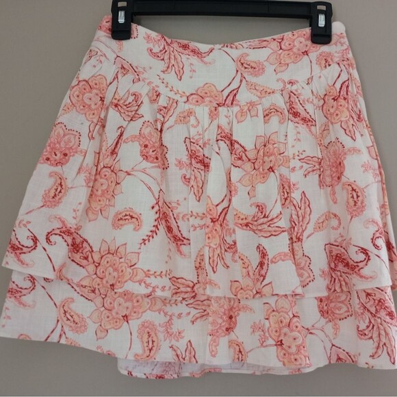 Express Dresses & Skirts - Express Ivory Pink Printed Linen Blend Skirt Size 4